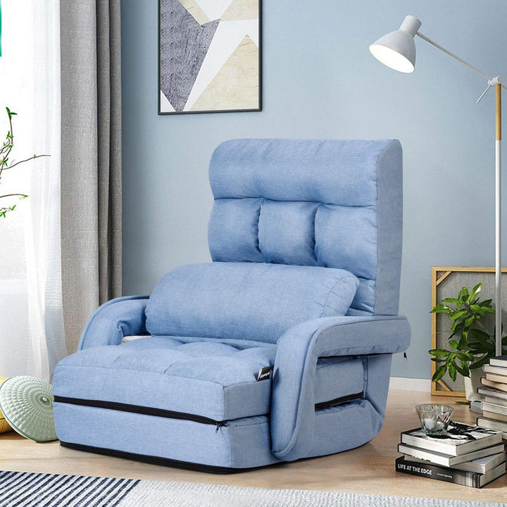 GOPLUS Bodensofa mtit Schlaffunktion, klappbarer Bodenstuhl mit Armlehnen & Kissen, Klappsessel mit