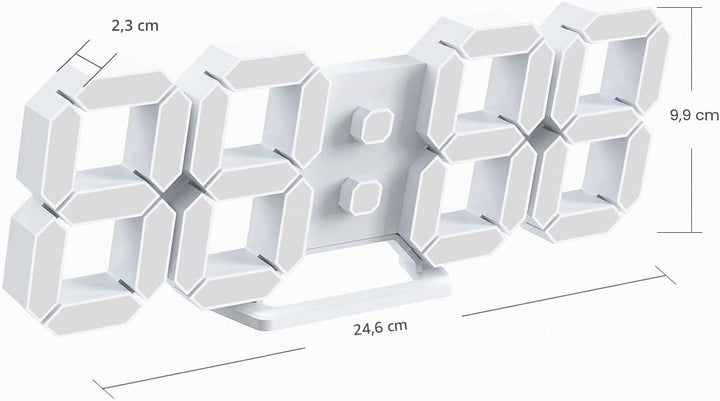 Deeyaple LED Wanduhr Digital Wecker 3D Uhr Dimmbar Snooze Modern USB 12/24Stunden Datum Temperaturan