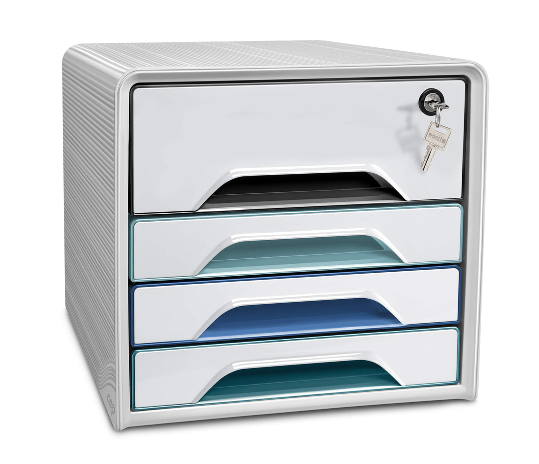 CEP Smoove Secure Schubladenbox Secure mit 4 Schubladen und Zylinderschloss Riviera 7-311S Ri Weiss