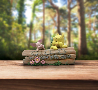 Disney Traditions Pooh and Piglet On A Log Figurine, 6005964, Multi Coloured, One Size One Size Mult