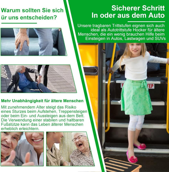 StrongTek Einstufiger Hocker für Erwachsene mit Rutschfester Gummi-Trittfläche, tragbarer einzelner