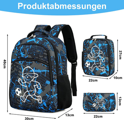 LOIDOU Schulrucksack Set Mädchen 3 Teilig Kinderrucksack Schultasche Teenager Rucksack Jungen Kinder