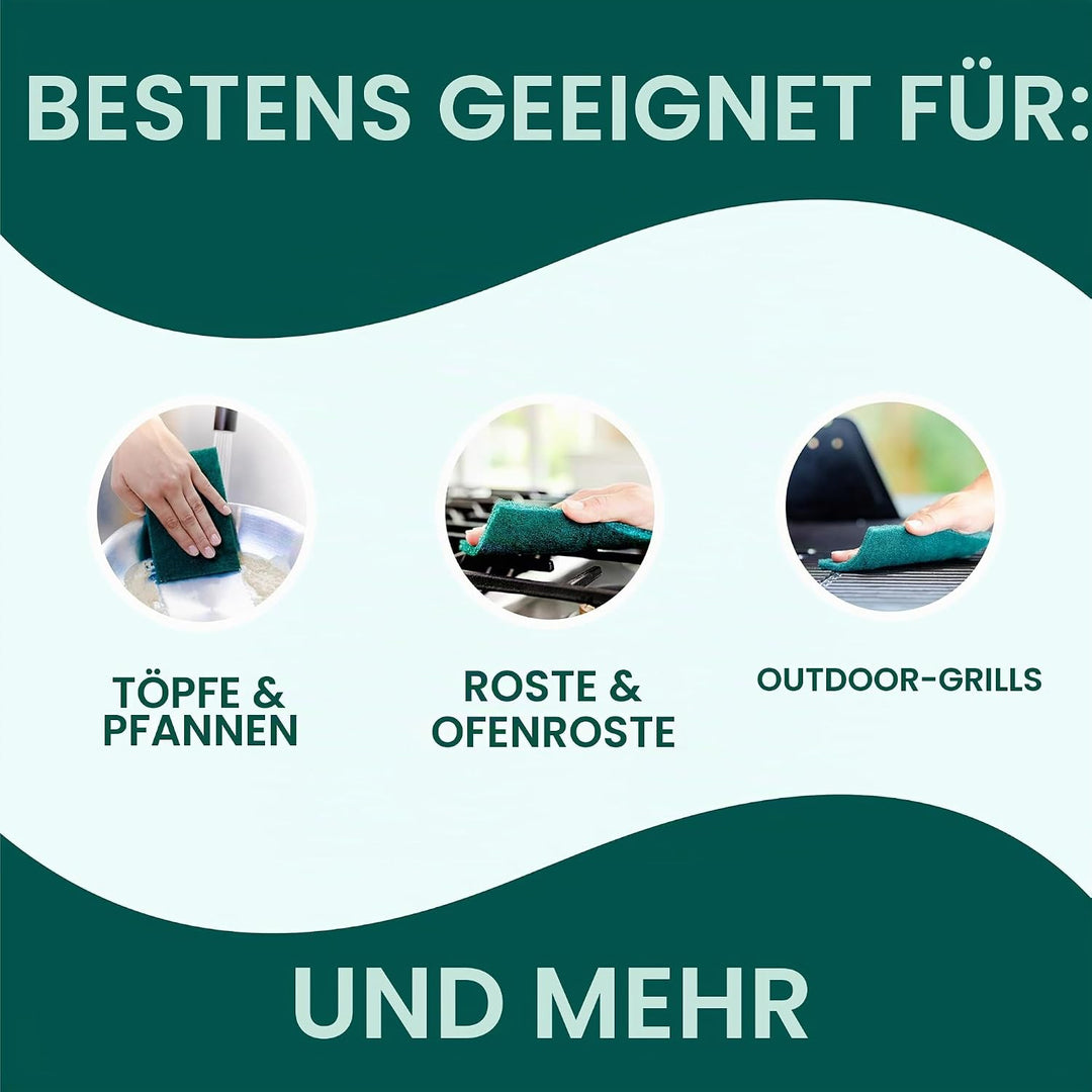Scotch-Brite Scour Pad Robuste Scheuerschwämme für Küche und Geschirr, Gusseisen, Grün, 30 30 Pads S