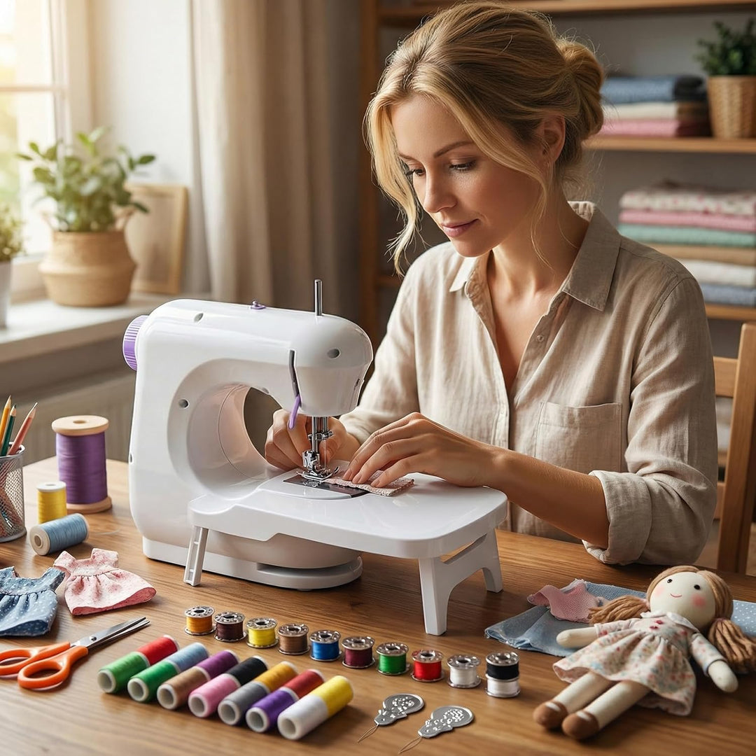 BRICH Mini Nähmaschine mit Dual-Speed, Tragbar mit Ausziehtisch, Elektrische nähmaschine anfänger, N