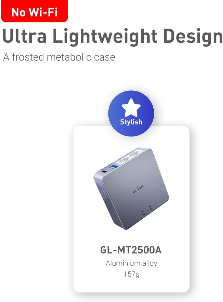 GL.iNet MT2500A (Brume 2) Mini-VPN-Sicherheitsgateway für Heimbüro und Remote-Arbeit, Hosting von VP