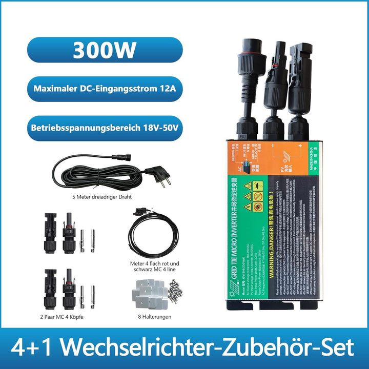 Solarpanel Flexibel 300w Balkonkraftwerk für Steckdose, 2x150W Flexibles Solarpanel mit 230V 300Watt