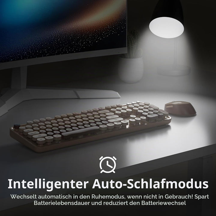 SbocKeeb Kabellose Tastatur und Maus, 104 Schreibmaschinen Tastatur in Voller Grösse mit Nummernbloc