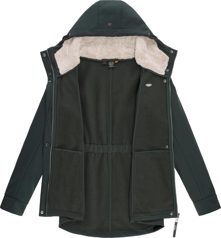 Ragwear Damen Übergangsjacke Softshelljacke wasserdicht atmungsaktiv mit Kapuze Monadde Softshell XS