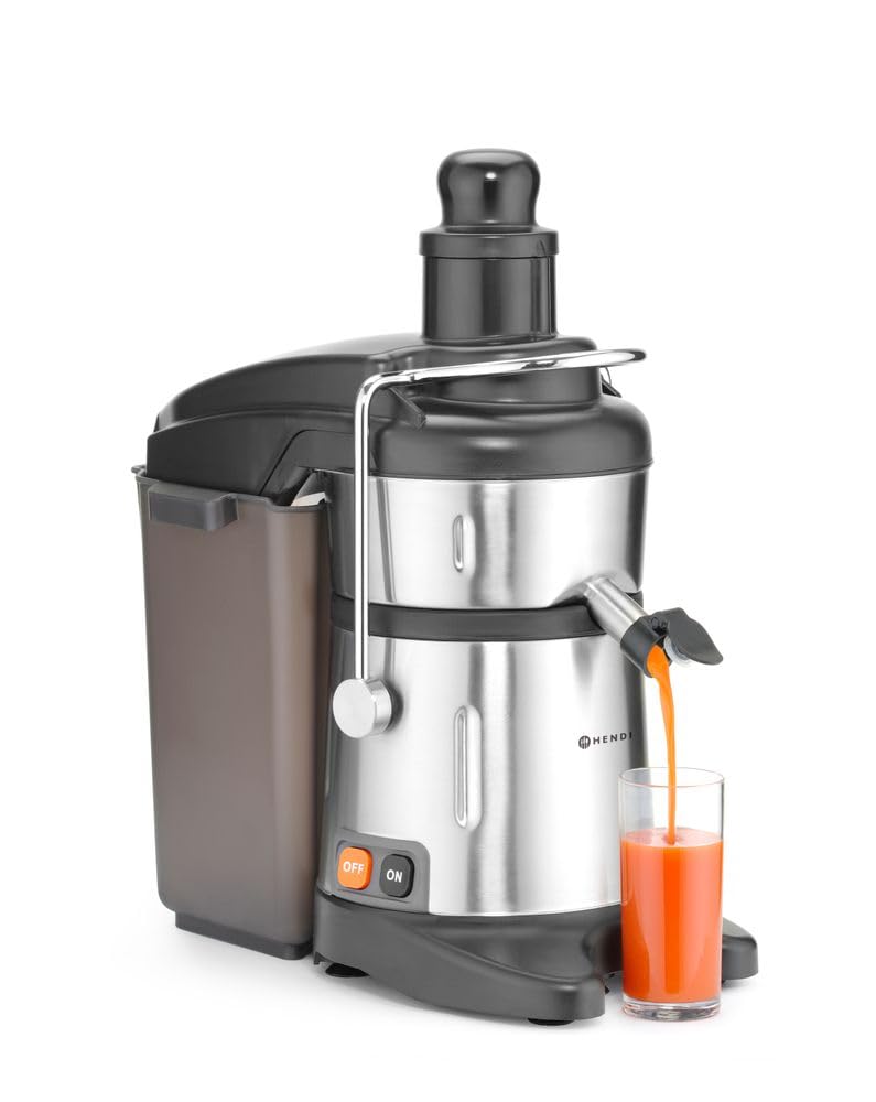 HENDI Saftpresse, elektrisch, Zitruspresse, Orangenpresse, ideal für hartes Obst und Gemüse, bis zu
