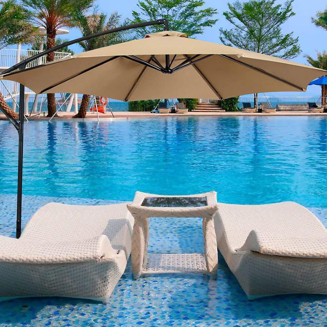 LEMCC 3 m runder Terrassenschirm, Ersatzdach mit 8 Rippen, roter Markt-Ersatz-Schirmabdeckung, Outdo