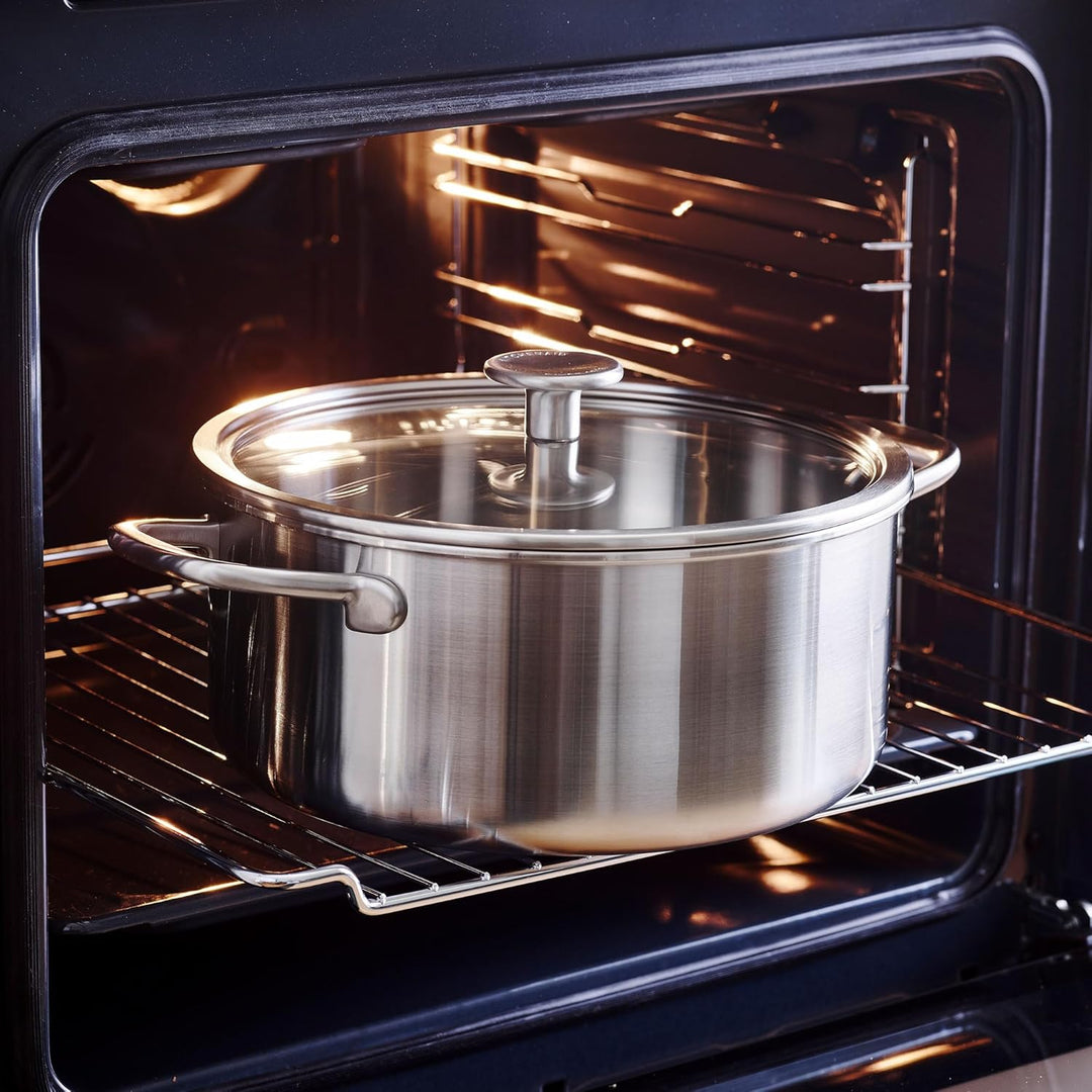 KitchenAid MultiPly 3PLY PFAS-freier Edelstahl-Kochtopf mit Glasdeckel, 16 cm/1,5 L, Dreifach, Multi