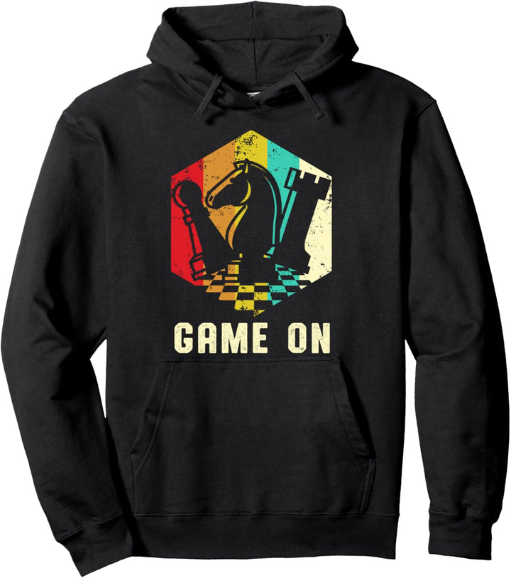 Vintage Schachfiguren Retro Schach Brettspiel Schachspieler Pullover Hoodie
