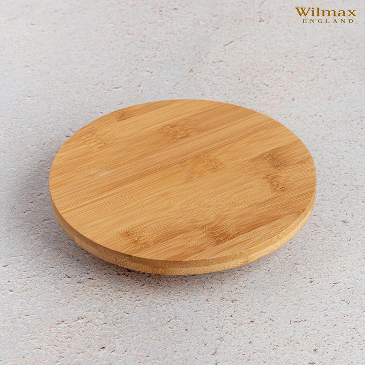 WILMAX | DREHTELLER 35,5 X 4 CM | Tablett Holz | Bambus Serviertablett | Schneidebrett | Käseplatte