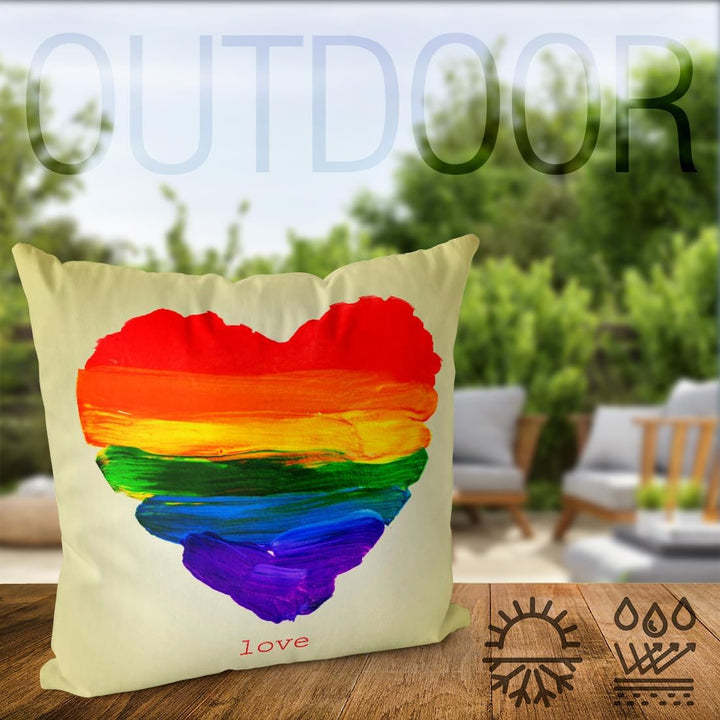 VOID Regenbogen Herz Pride Kissenbezug Kissenhülle Polyester wasserfest Outdoor Indoor, Kissen Gröss