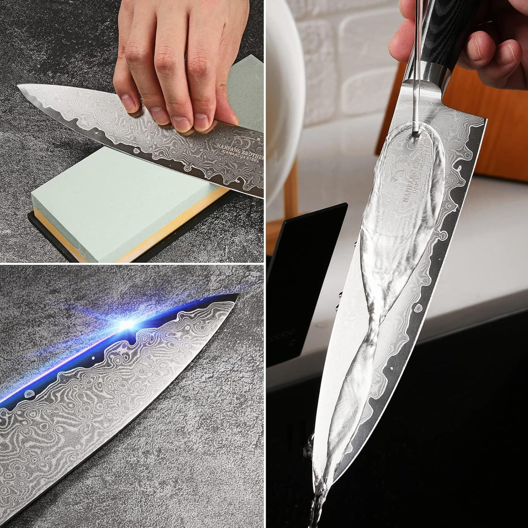 NANFANG BROTHERS Damaszener Messerset mit Premium Box,Japanisches Messerset,Kochmessersets Professio