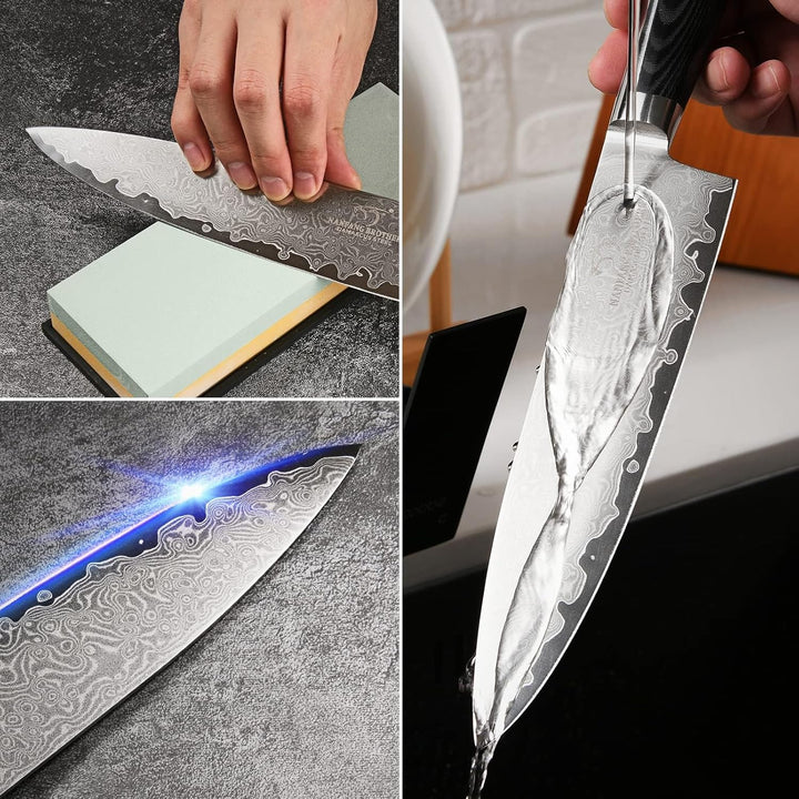 NANFANG BROTHERS Damaszener Messerset mit Premium Box,Japanisches Messerset,Kochmessersets Professio