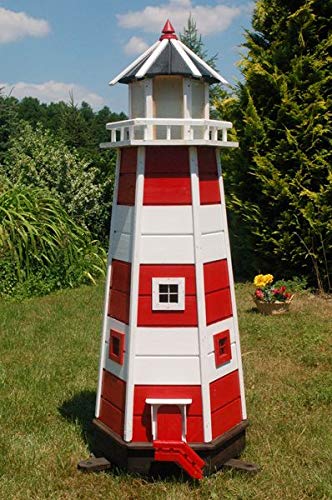 Deko-Shop-Hannusch XXL Leuchtturm mit LED Beleuchtung, sparsam, rot - weiss, 1,40m XXL