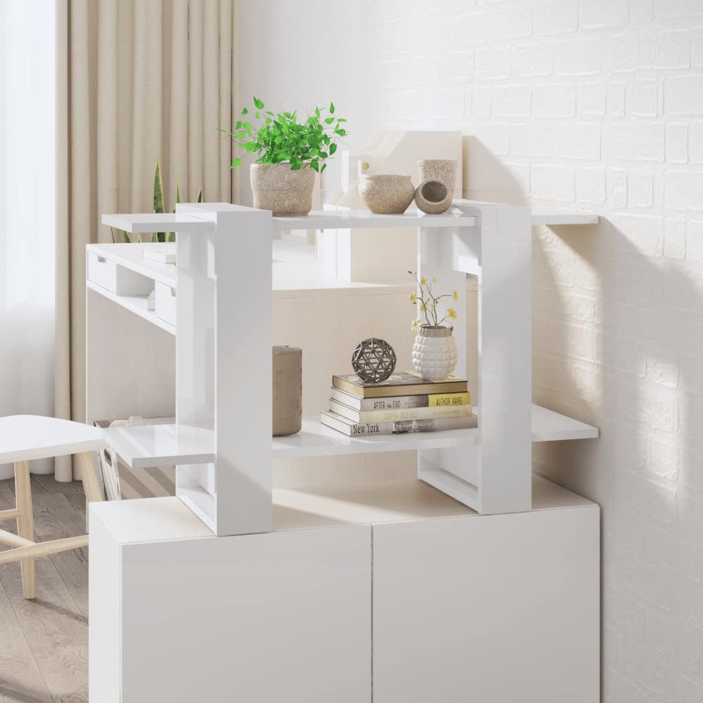 homiuse BüCherregal Hochglanz-Weiss Raumteiler Regal 80x30x51 cm Raumteiler Regal Holzregal Wohnzimm