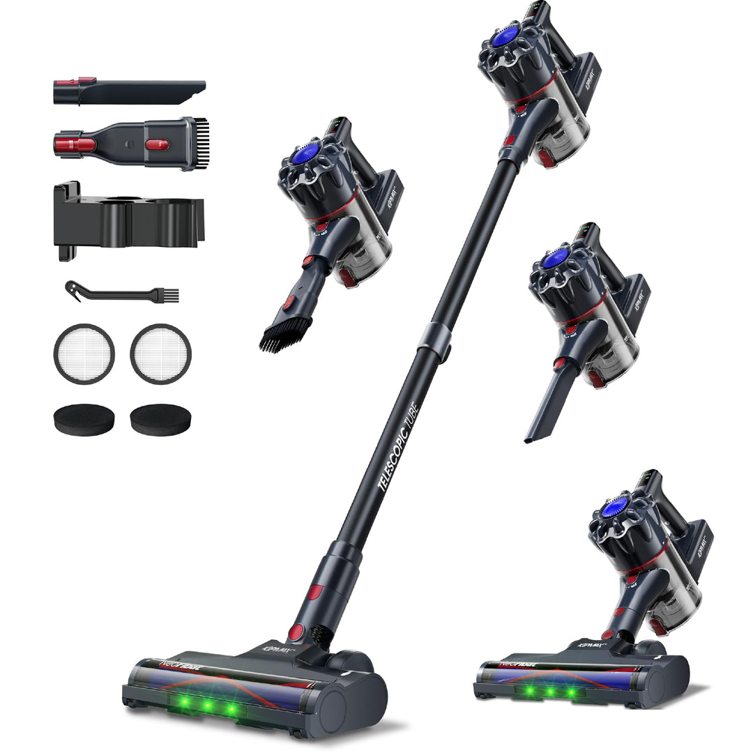 KIPMAX Akku Staubsauger 45000Pa/450W/55Min, Staubsauger Kabellos mit Anti-Tangle-Bürste, 1,5L Akkust