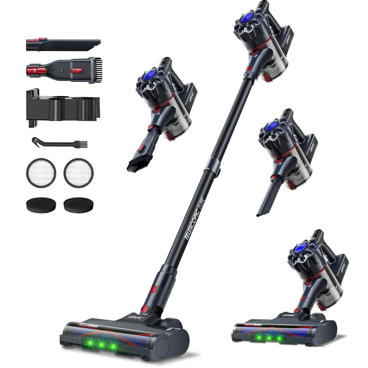 KIPMAX Akku Staubsauger 45000Pa/450W/55Min, Staubsauger Kabellos mit Anti-Tangle-Bürste, 1,5L Akkust