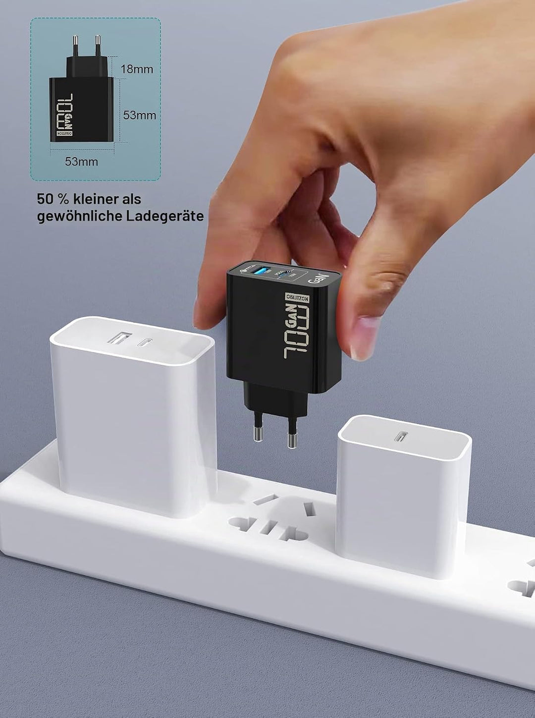 70W USB C Ladegerät, Type C PD GaN Netzteil mit 100W Schnellladekabel 2-Port USB C Netzteil (Funktio