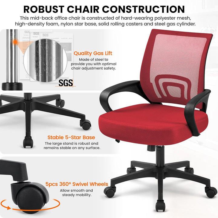 Yaheetech Bürostuhl Ergonomisch, Schreibtischstuhl mit Netzbespannung und Armlehnen, Drehstuhl aus M