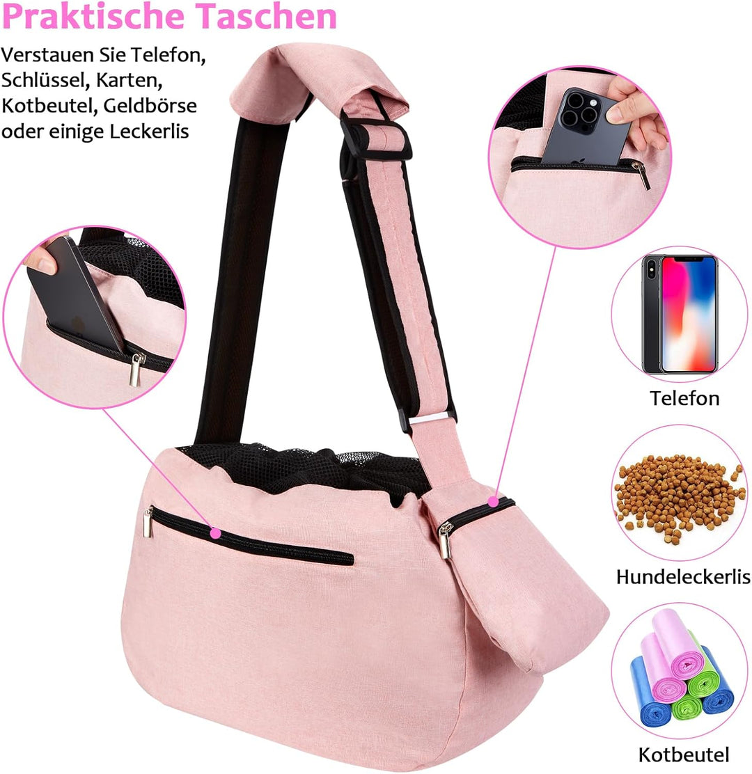 Ownpets Hundetragetasche Bis 11kg Mit Schulterpolster und Fronttasche, Sling, Tragetücher für Hunde,