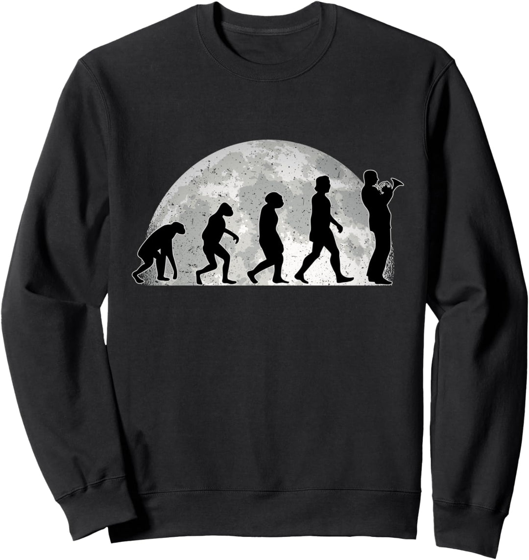 Hornist Evolution Mond Horn Musiker Waldhorn Sweatshirt
