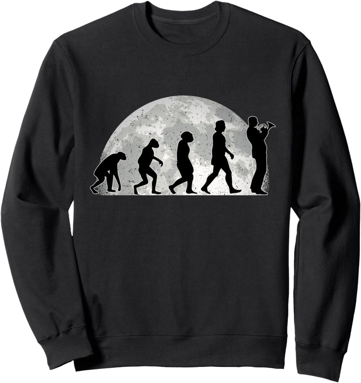 Hornist Evolution Mond Horn Musiker Waldhorn Sweatshirt