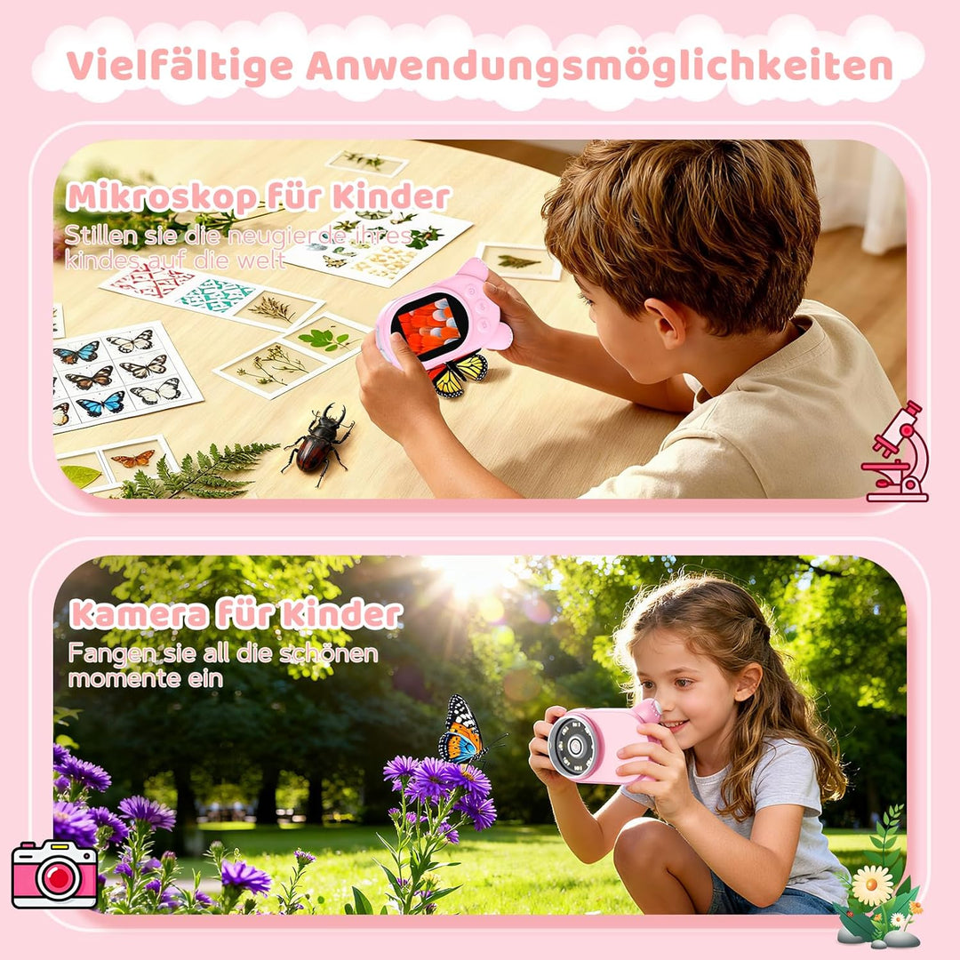 Mikroskop für Kinder, Kinderkamera Mikroskop mit 2-Zoll LCD HD Bildschirm, Hand Digital Microscope m