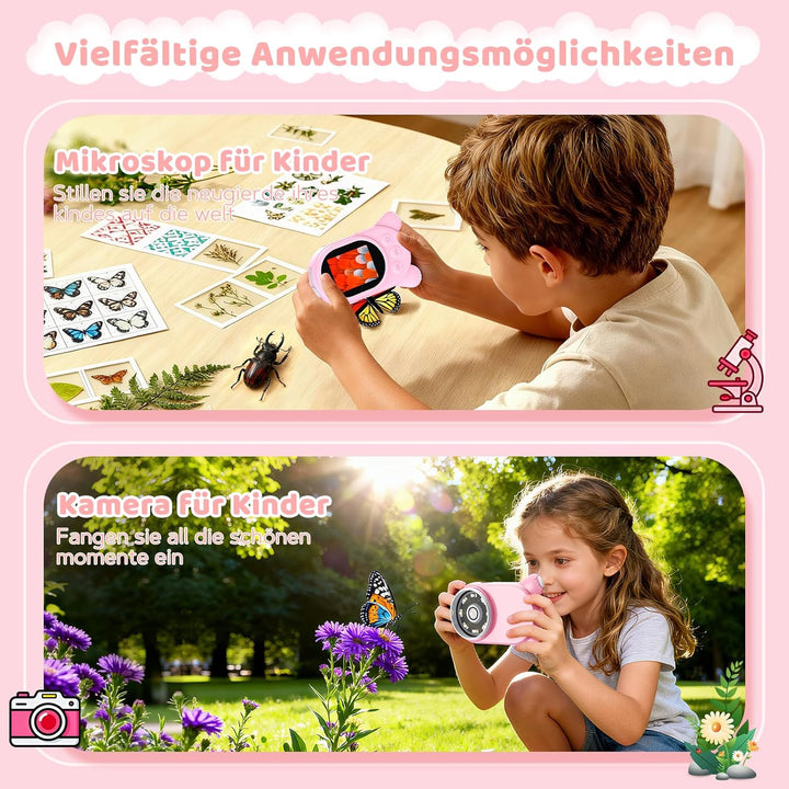 Mikroskop für Kinder, Kinderkamera Mikroskop mit 2-Zoll LCD HD Bildschirm, Hand Digital Microscope m
