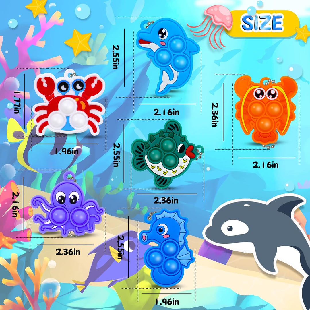 30Stk Silikon Pop Spielzeug Set für Kinder - Tierische Anti-Stress Schlüsselanhänger mit 8 Designs,