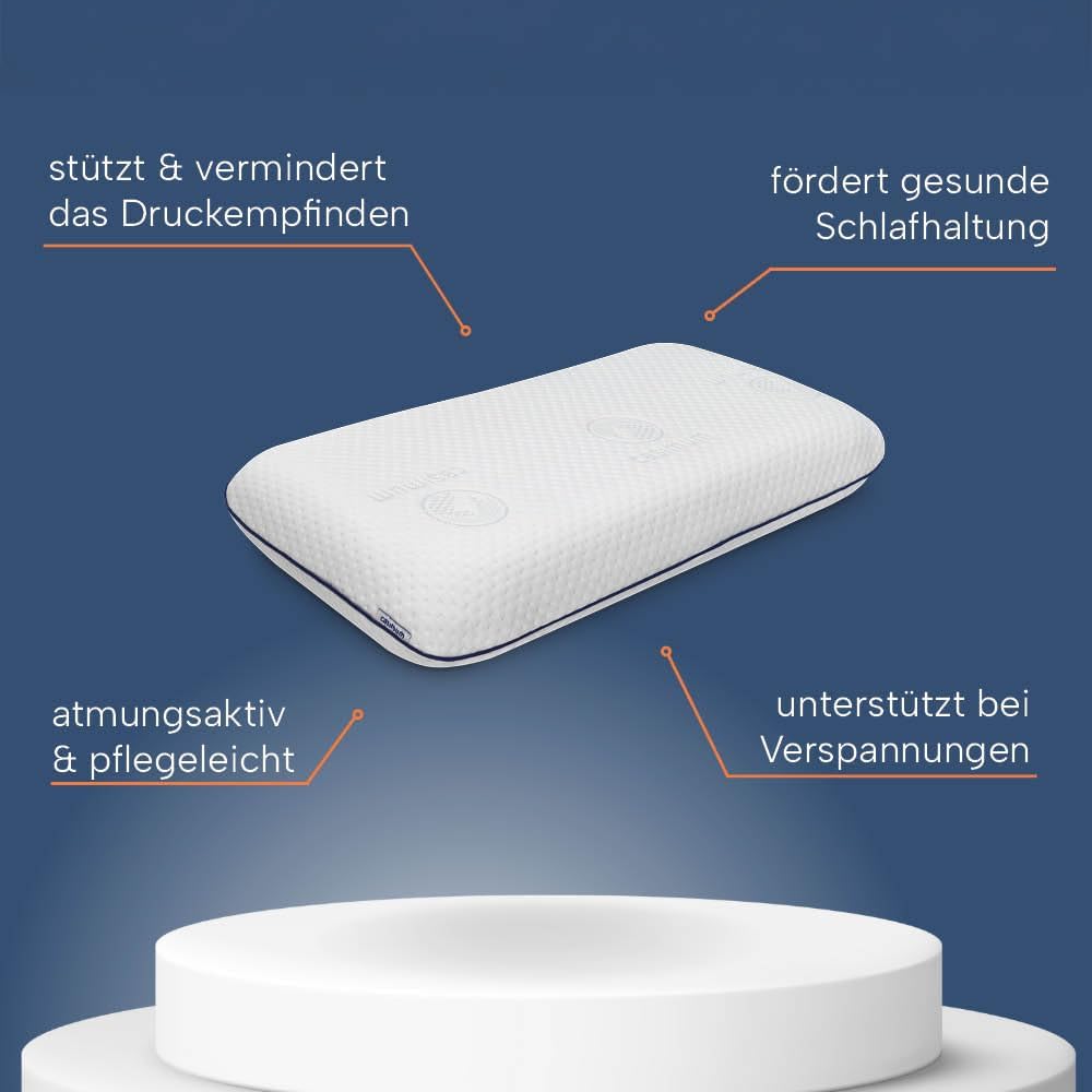 Ergonomisches Visco Nackenstützkissen für Seitenschläfer &amp; Rückenschläfer. Orthopädisches Nackenkiss