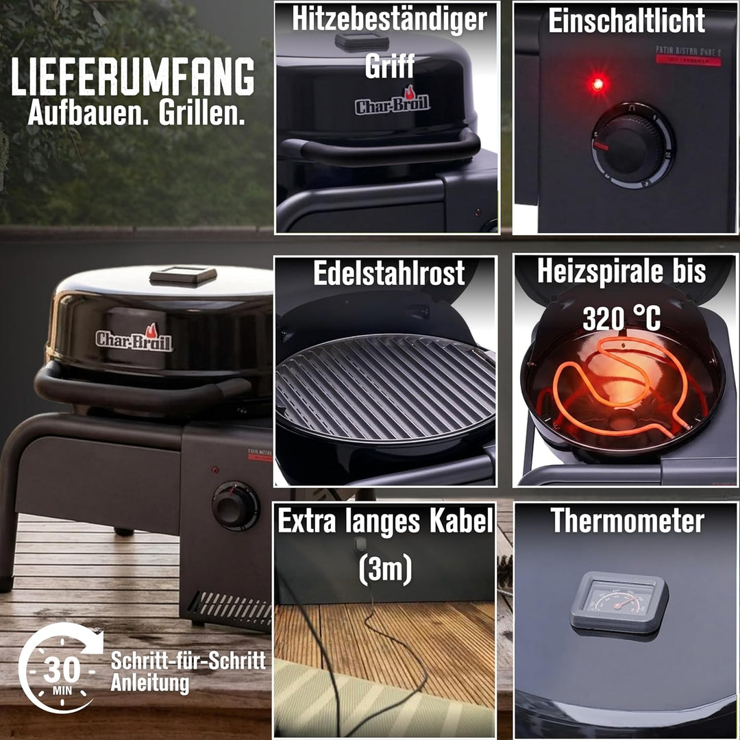 Char-Broil Elektrogrill Patio Bistro Cube E, mobil, TRU-Infrared™, bis 320 °C, kompakter Balkongrill