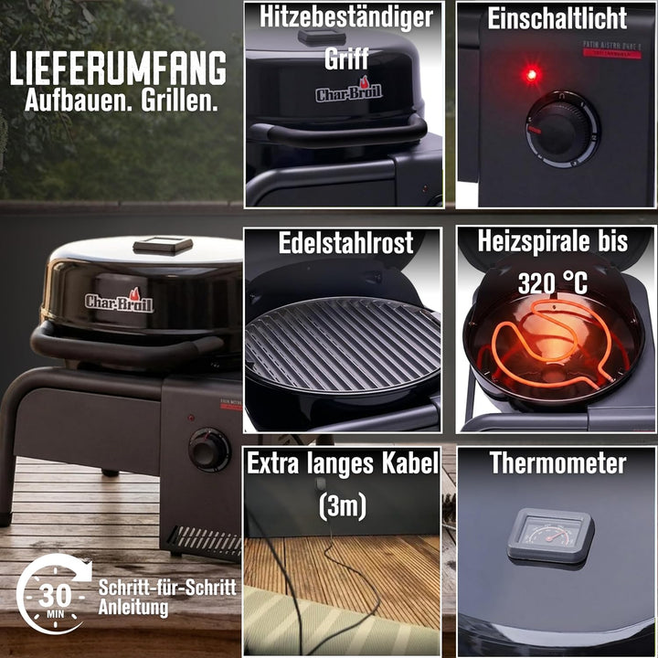 Char-Broil Elektrogrill Patio Bistro Cube E, mobil, TRU-Infrared™, bis 320 °C, kompakter Balkongrill