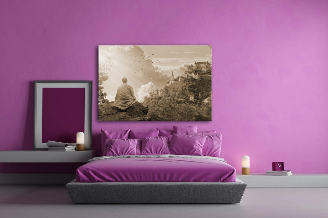 deyoli Buddhistischer Mönch Format: 60x40 Effekt: Sepia als Leinwandbild, Motiv fertig gerahmt auf E