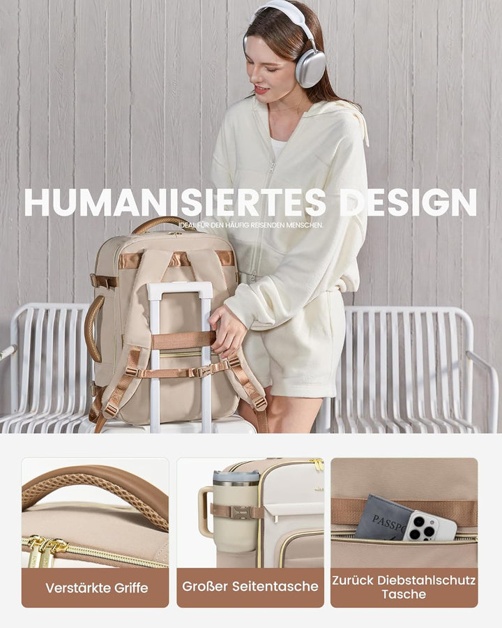 LOVEVOOK Rucksack Handgepäck Flugzeug, 50L Gross Reiserucksack Damen für 18 Zoll Laptop, Wasserdicht