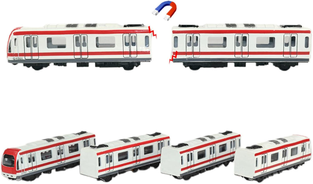 Zug Spielzeug, 4PCS Multi-Auto-Eisenbahnsatz,Legierung City Rail U-Bahn-Zugmodell,1/64 Skala Legieru