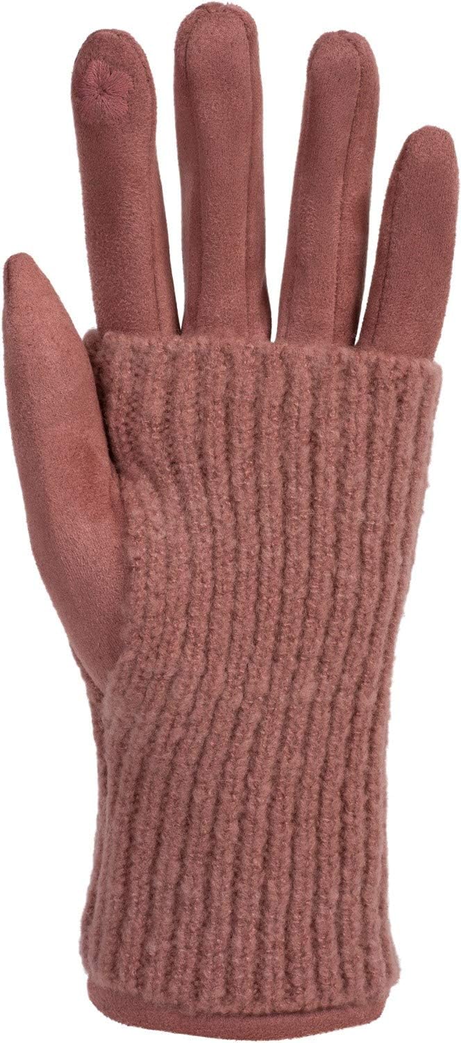 styleBREAKER Damen Touchscreen Stoff Handschuhe mit abnehmbaren Strick Stulpen, warme Fingerhandschu