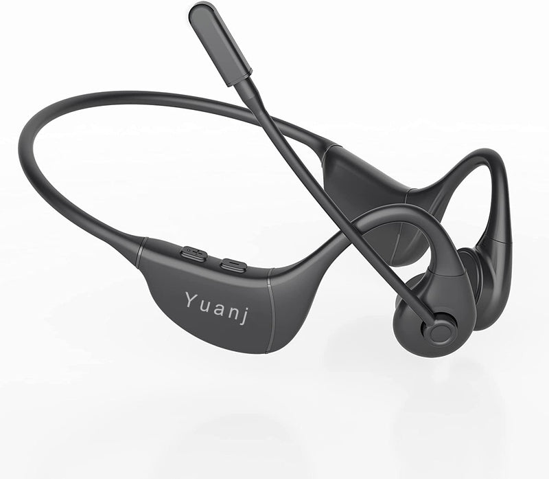 YUANJ Kabellose Knochenschall Kopfhörer Bluetooth 5.3, Wasserdicht Headset mit Mikrofon, Kopfhörer m