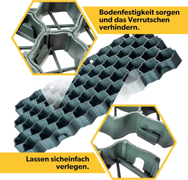 KADAX Paddockplatten aus Kunststoff, 60x40cm, 5 m², 2 Farben, Belastbarkeit bis zu 1000 t, Rasengitt
