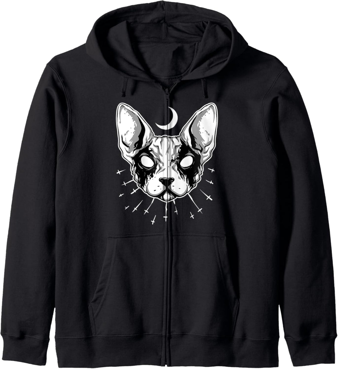 Sphynx Katze Gothic Black Metal S-XXXL Sphinx Kapuzenjacke
