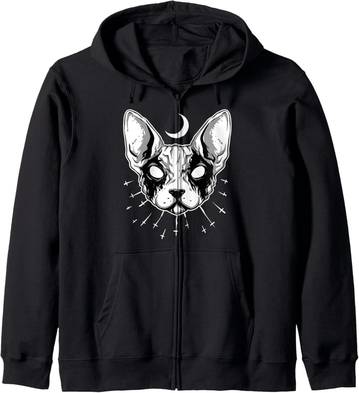 Sphynx Katze Gothic Black Metal S-XXXL Sphinx Kapuzenjacke
