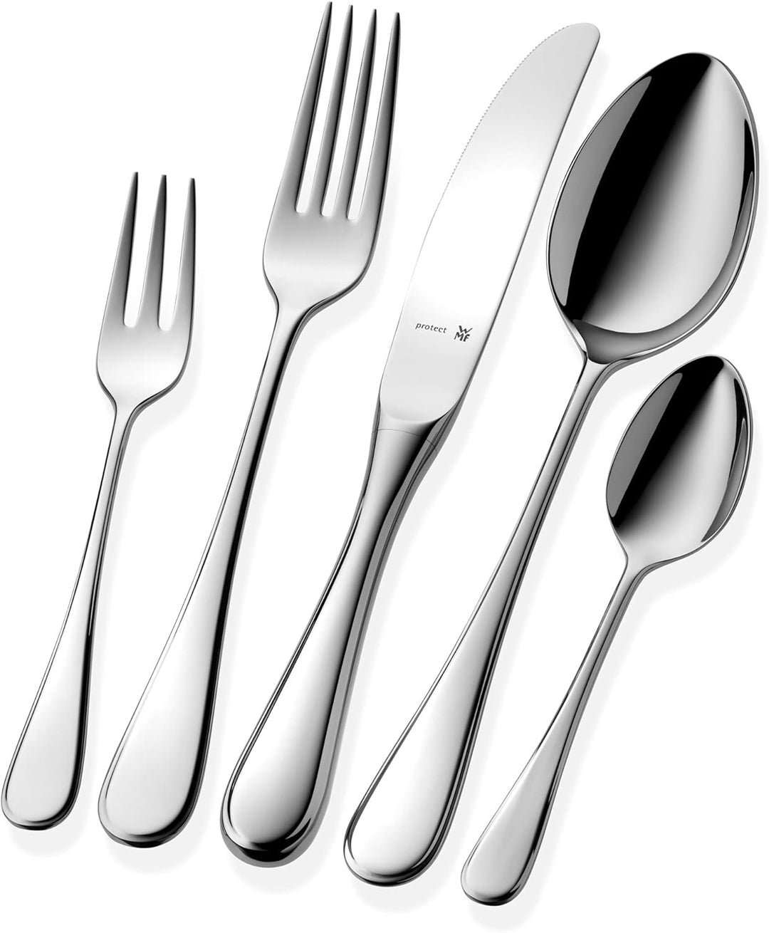 WMF Kent Plus Besteck Set 12 Personen, 66 teilig, 60 Teile mit Servierbesteck, Hohlheftmesser, Croma
