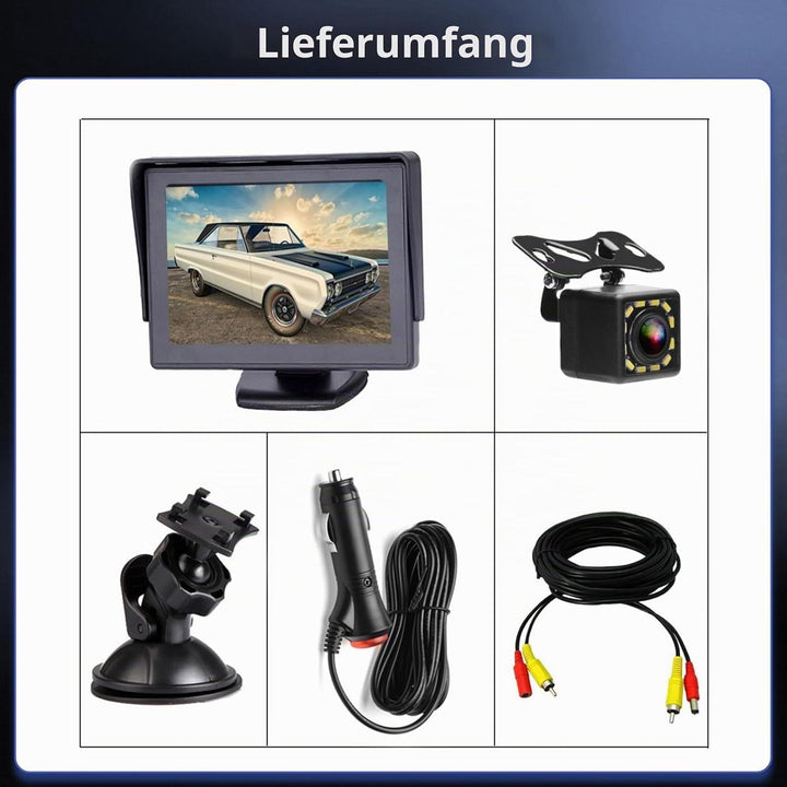 Rimoody Rückfahrkamera Auto Rückansicht mit Nachtsicht 12 LED Wasserdicht Rückfahrsystem 4.3 LCD Mon