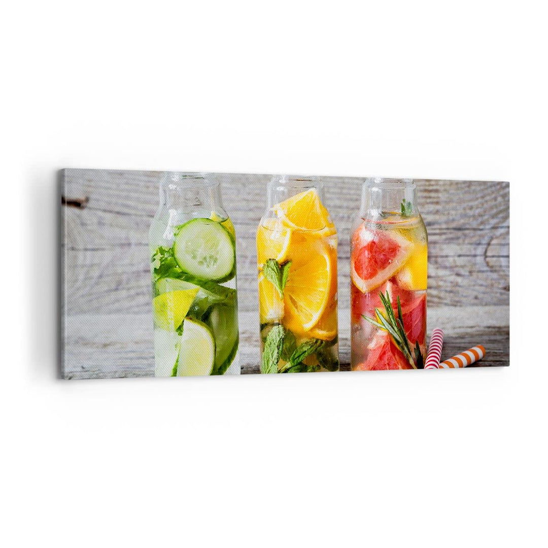Panorama Bilder auf Leinwand 100x40cm Leinwandbild Eis Minze Erfrischung Getränke Gross Wanddeko Bil