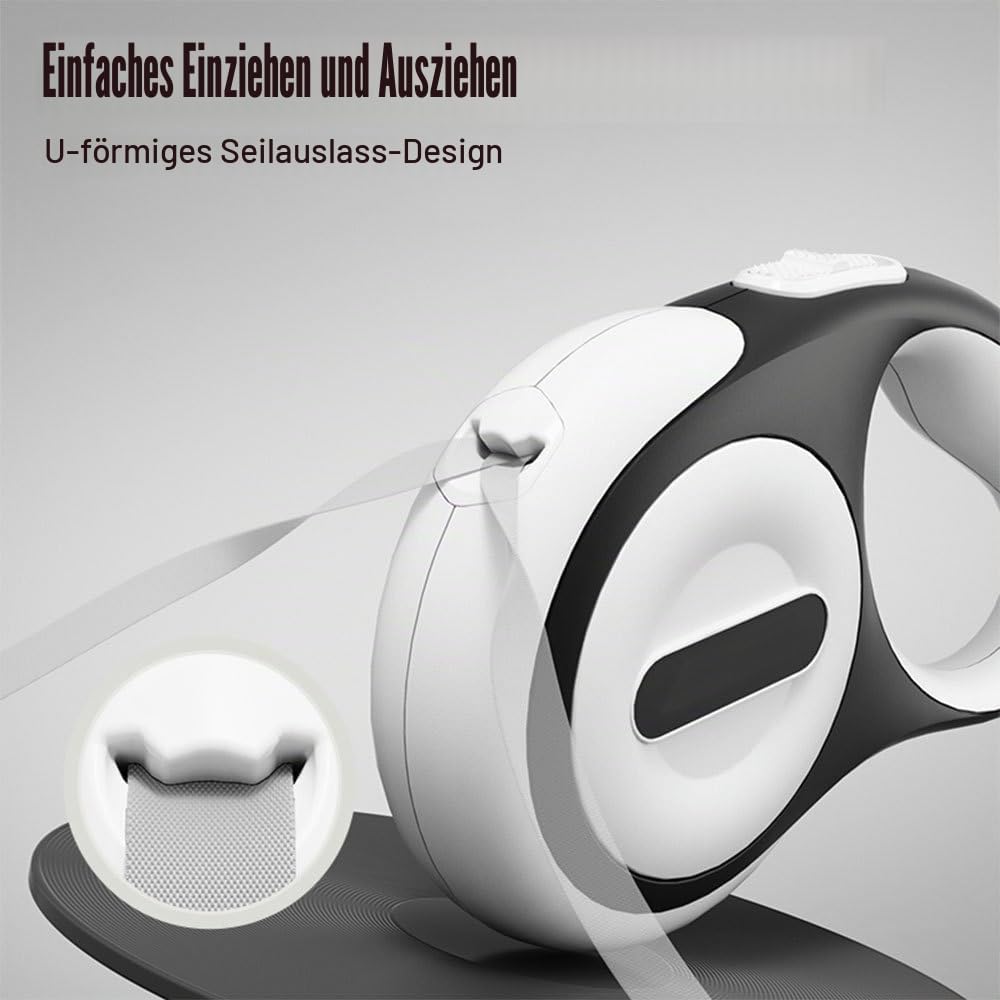 Hundeleine 5m, Einziehbar Hunde Rollleine mit LED Licht, Ausziehleine mit Schnellbremsknopf für Trai