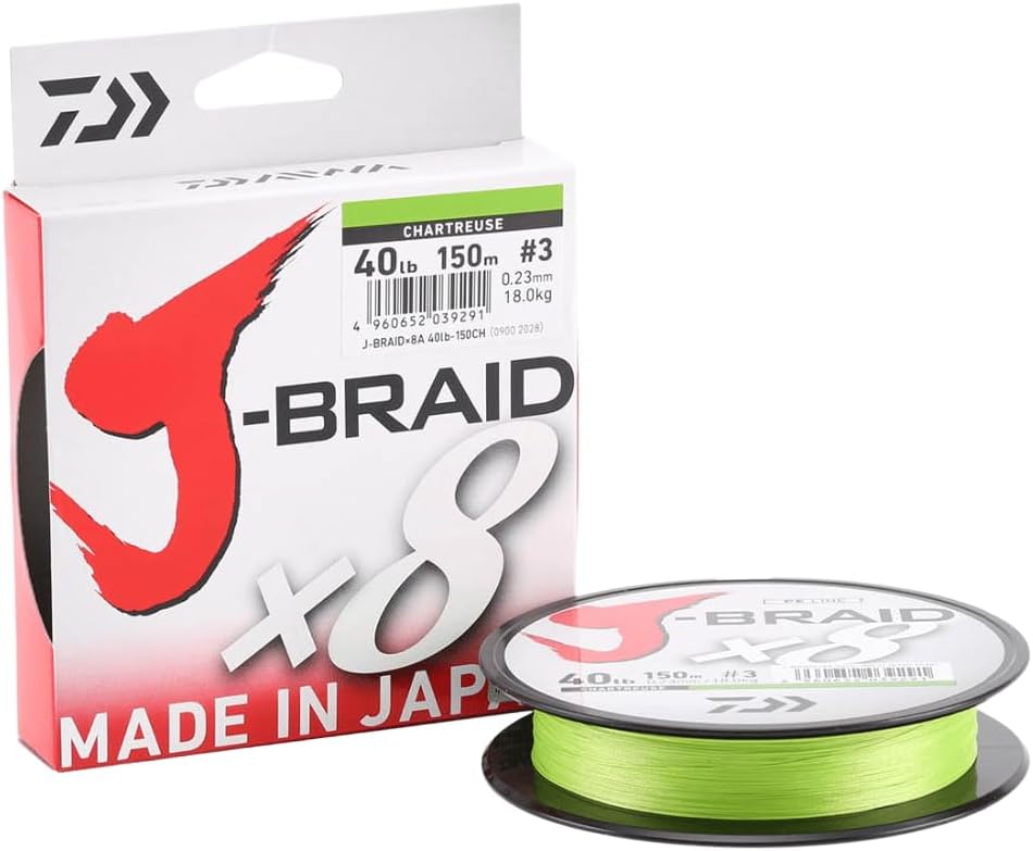 Daiwa J-Braid 8 Braid 300m Chartreuse - geflochtene Angelschnur Dm: 0,06mm, Dm: 0,06mm