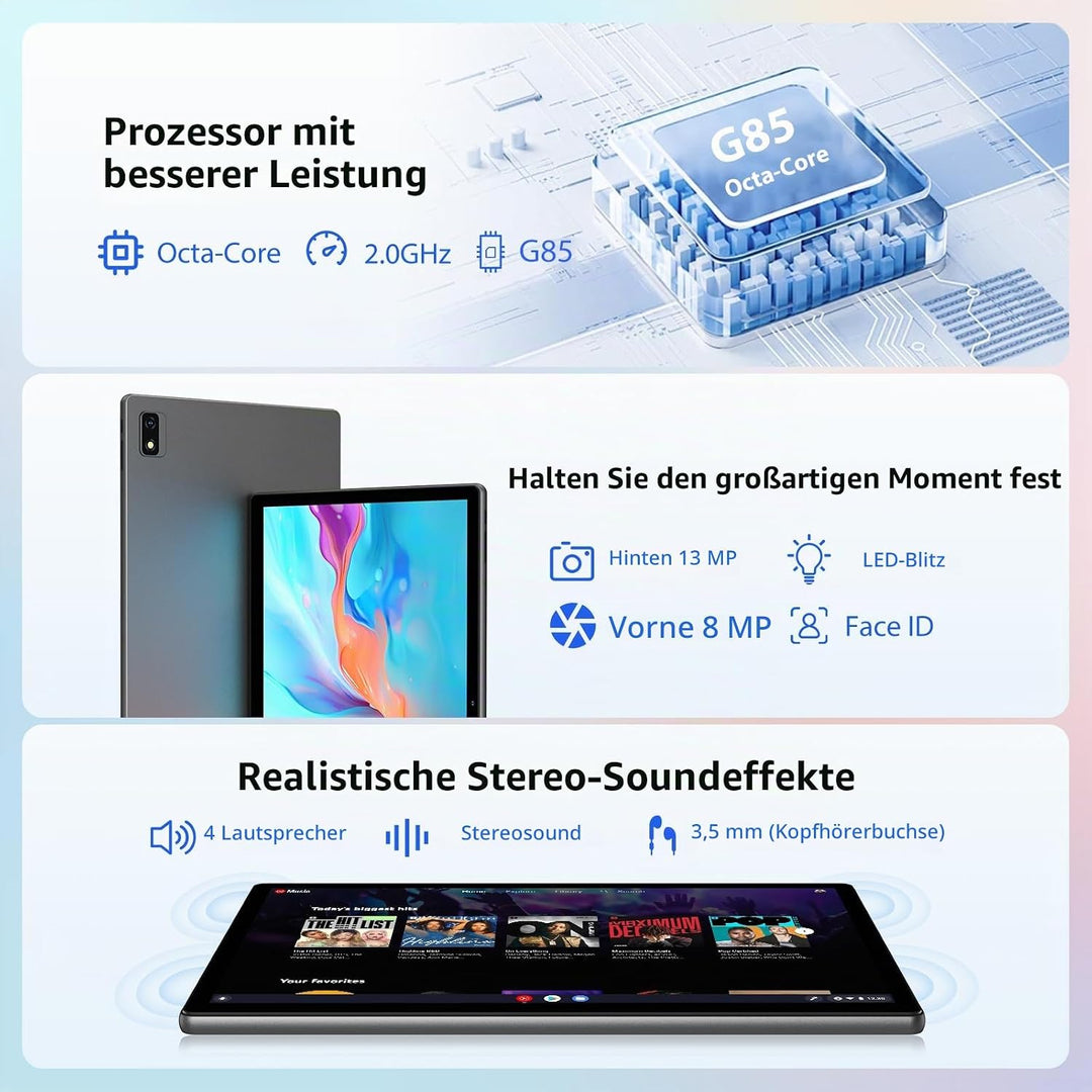 2K Android 15 Tablet 14 Zoll, 36GB RAM, 512GB ROM (2TB Erweiterung), 4G SIM LTE &amp; 5G WiFi, 2000 * 12