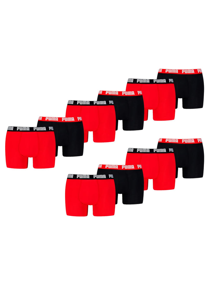 PUMA Herren Boxershorts Unterwäsche (10 Stück) S 786 - Red / Black, S 786 - Red / Black